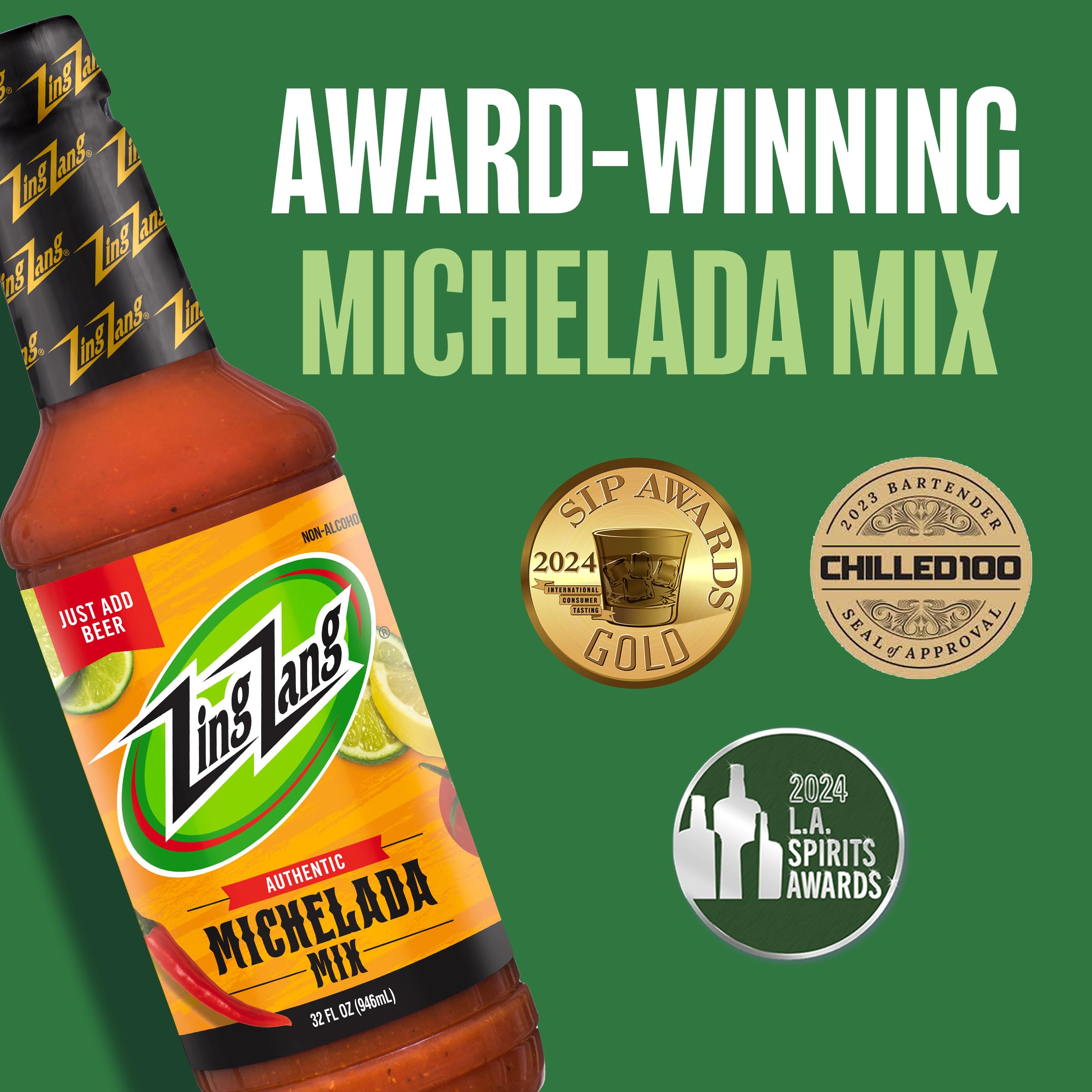 Zing Zang Michelada Mix in a glass, refreshing non-alcoholic option.
