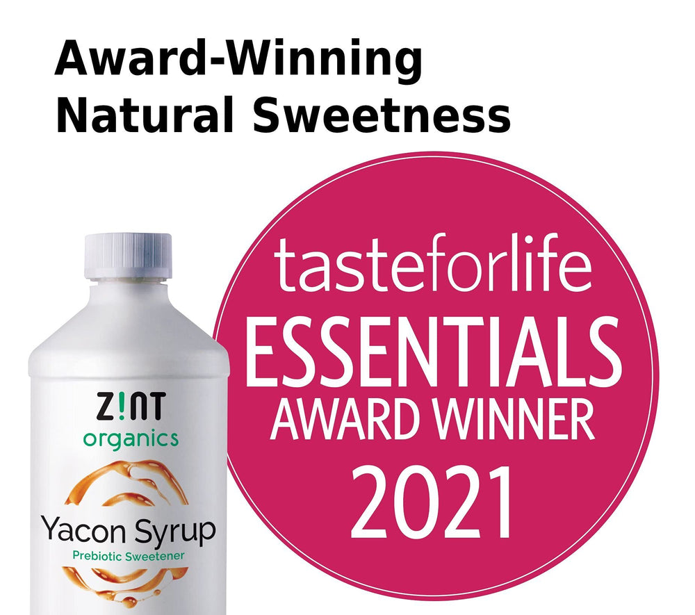 Zint Yacon Syrup being poured into a glass for a prebiotic boost.
