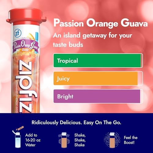 Zipfizz bottle with glass of prepared drink showing hydration.