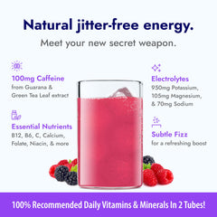 Zipfizz Berry dissolving in water with refreshing berry flavor and sustained energy