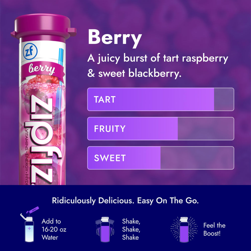 Zipfizz Berry in a glass for vibrant flavor and electrolyte replenishment