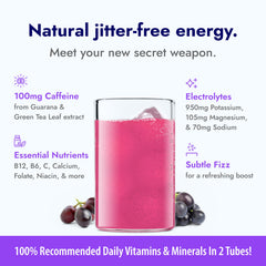 Zipfizz daily energy grape glass with ice ready to refresh
