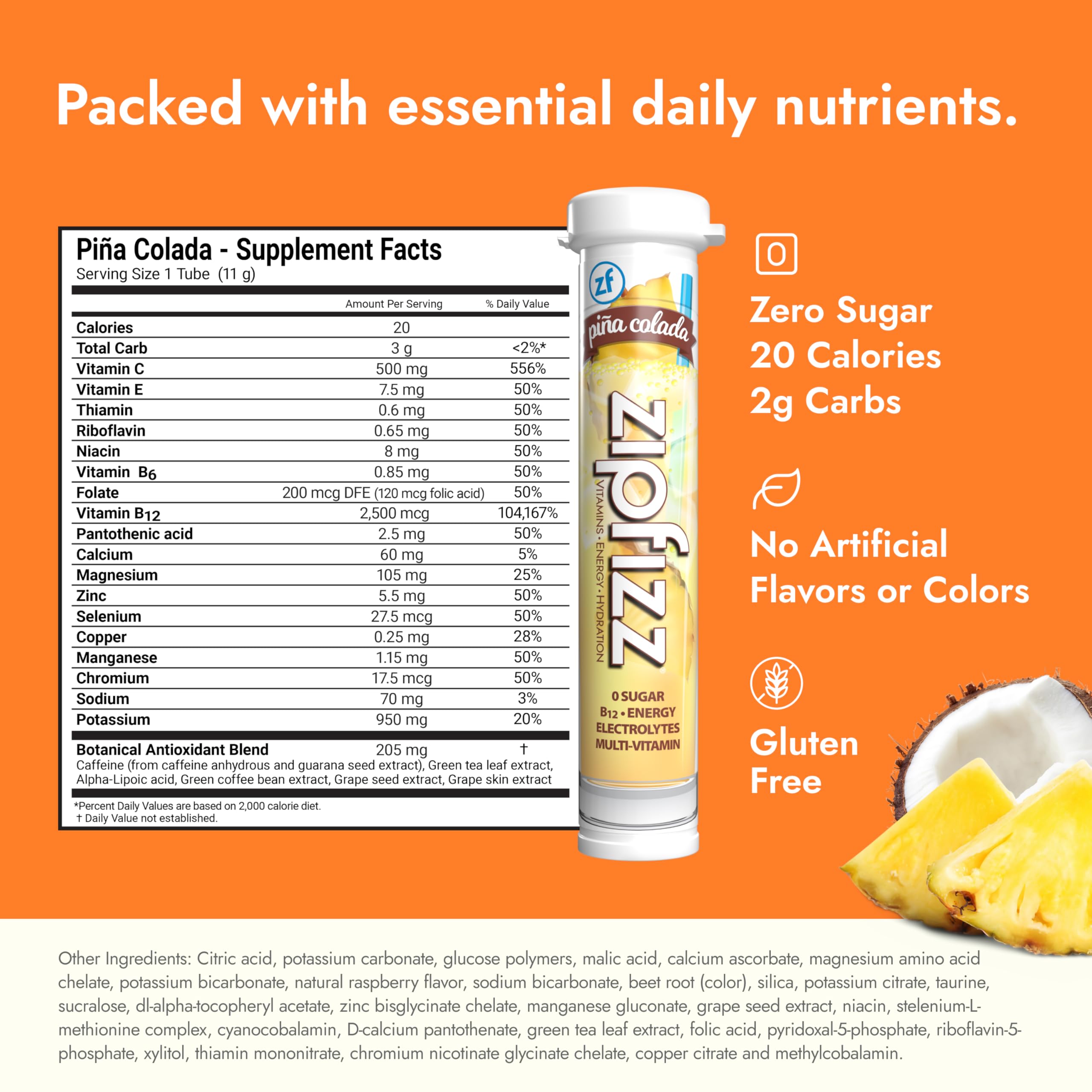 Zipfizz dissolving pina colada in water for refreshing hydration.