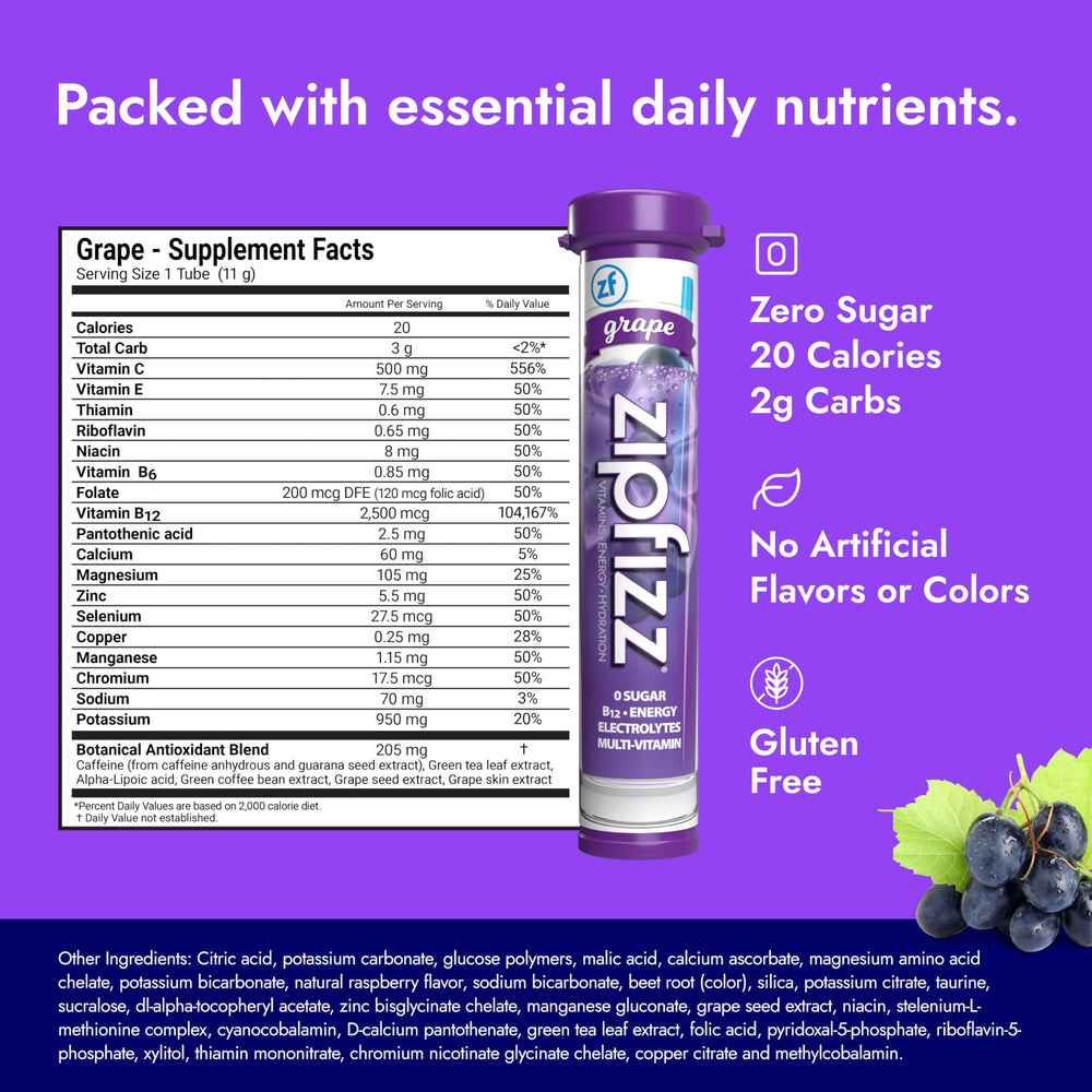 Zipfizz grape during workout provides sustained energy and hydration.