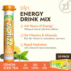 Zipfizz Lemon Iced Tea in a glass, refreshing hydration with flavor.