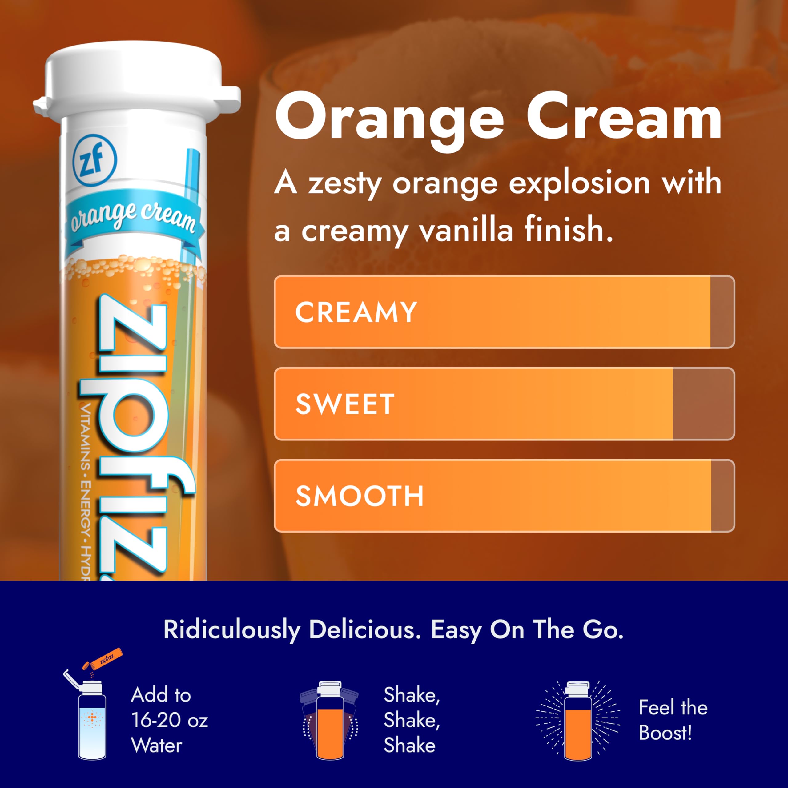 Zipfizz vitamin-rich bottle highlighting B12 and antioxidants for daily nutrition.