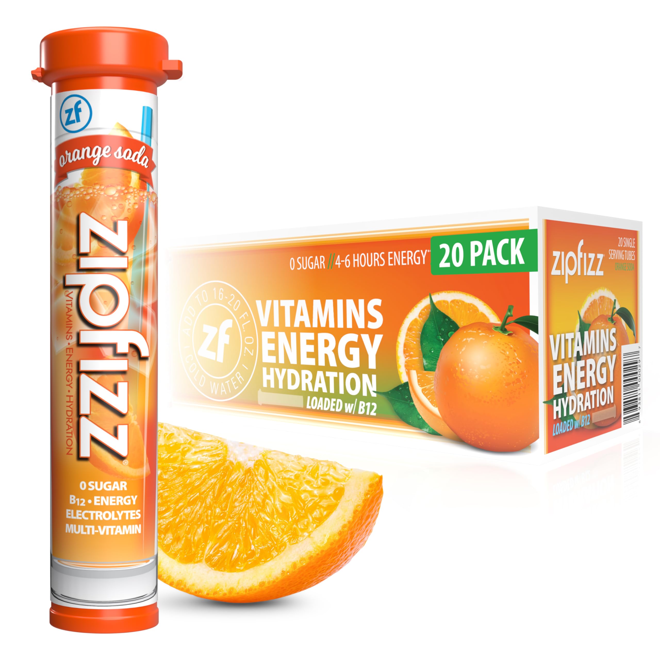Zipfizz orange soda powder tubes for convenient on the go energy boost.