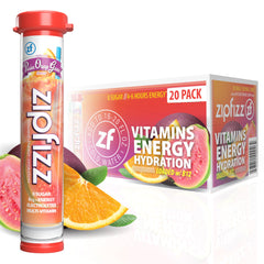 Zipfizz Passion Orange Guava packet ready-to-mix for a sugar-free energy boost.