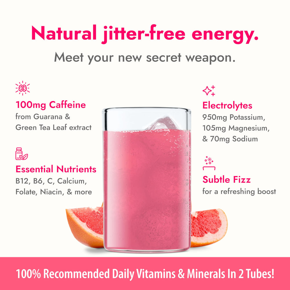 Zipfizz pink grapefruit shake image highlights quick mix and refreshing taste.