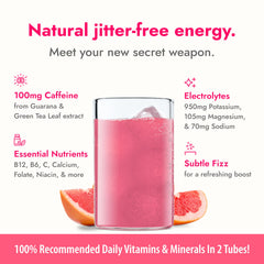 Zipfizz pink grapefruit shake image highlights quick mix and refreshing taste.