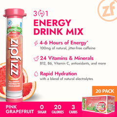 Zipfizz pink grapefruit tubes open, showing convenient single-serve energy powder.