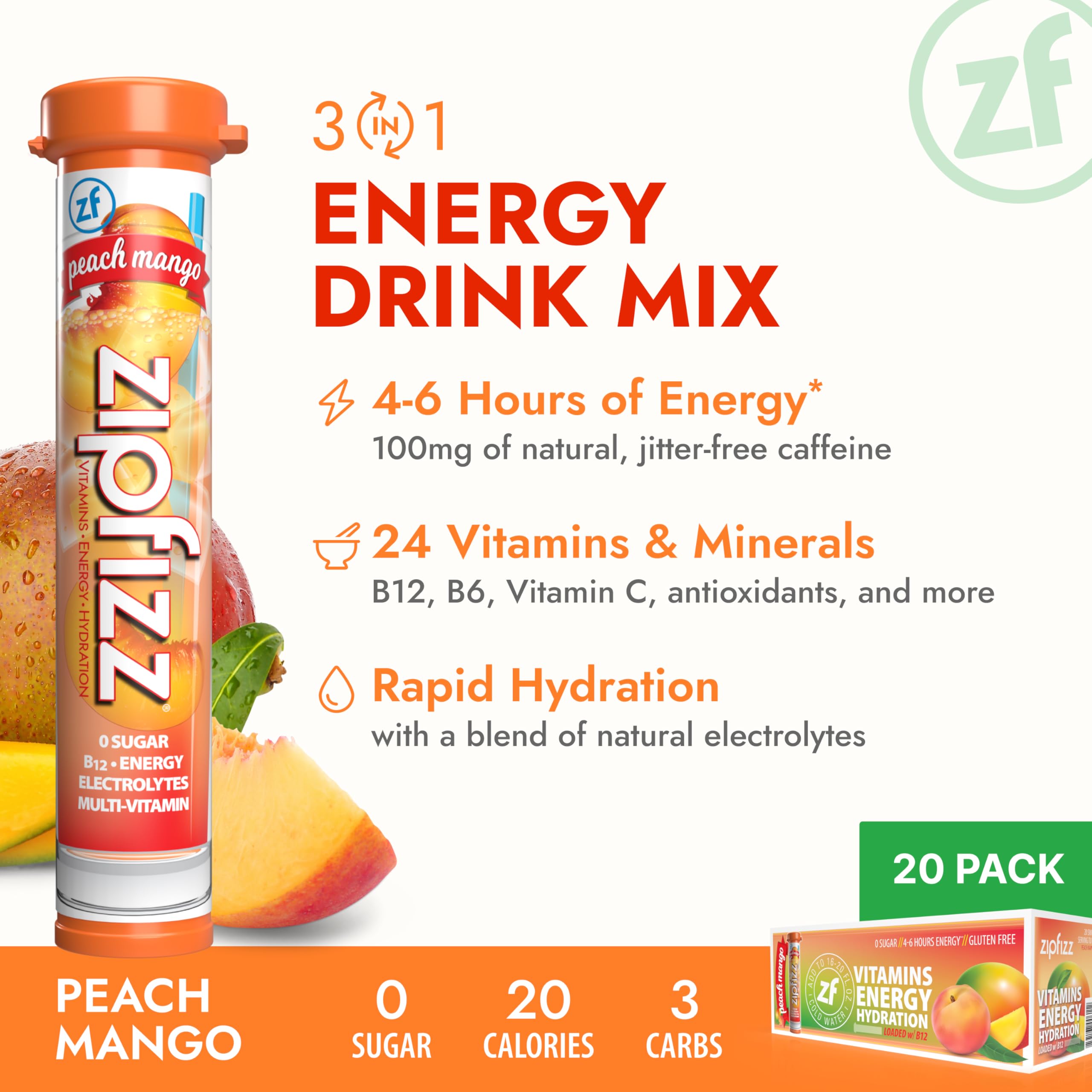 Zipfizz being poured into a glass of water for fast hydration.