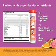 Zipfizz powder dissolving in water for rapid hydration and flavor.