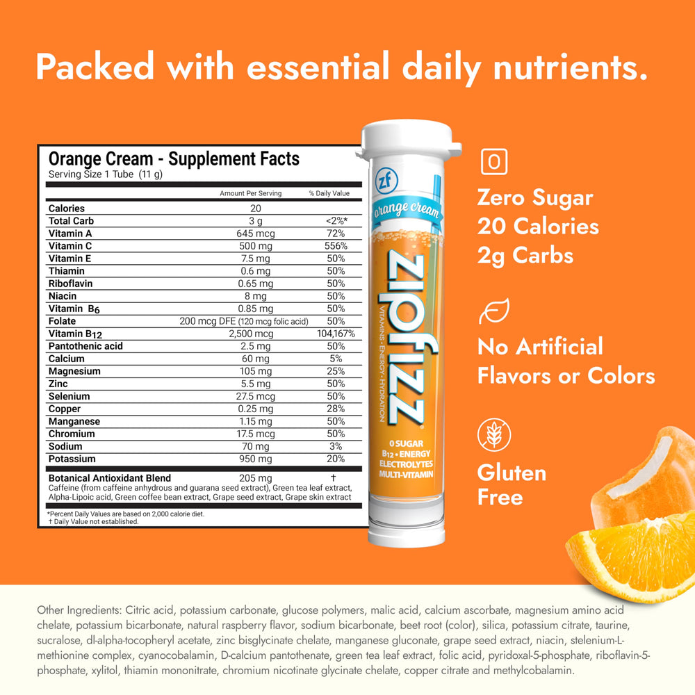 Zipfizz single-serving stick emphasizing portability and fast mixing.