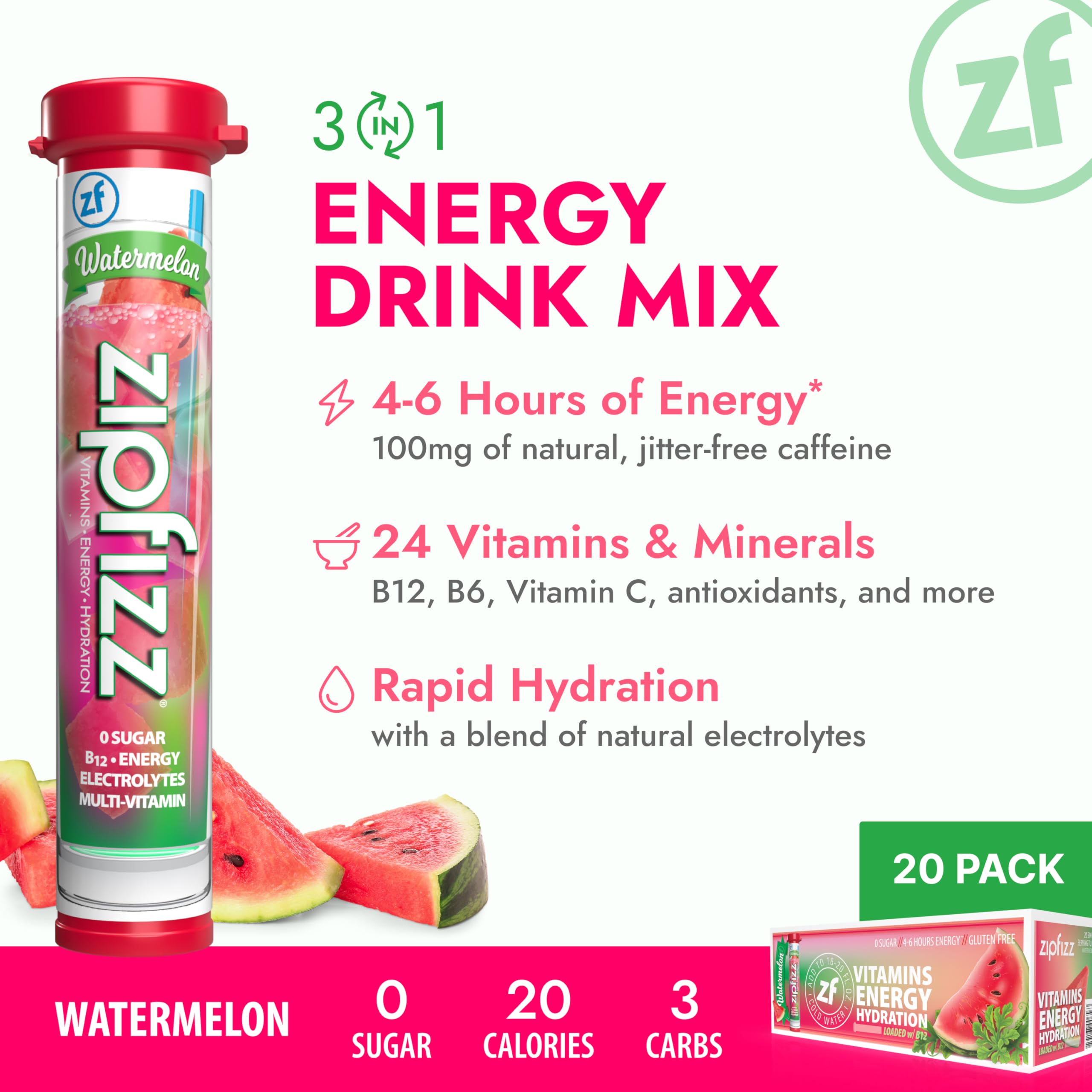Zipfizz tubes packaging on-the-go highlights convenient single-serve energy and hydration.