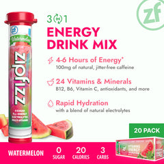 Zipfizz tubes packaging on-the-go highlights convenient single-serve energy and hydration.