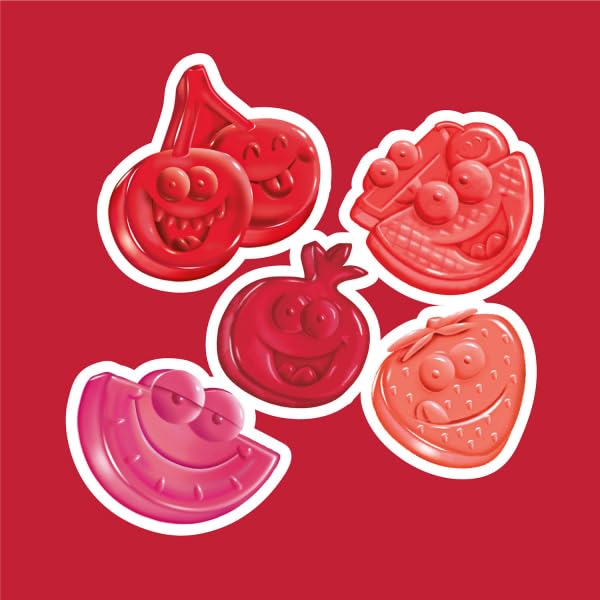 Zisbers Awesome Reds Gummies heart-shaped box on a party table decoration.