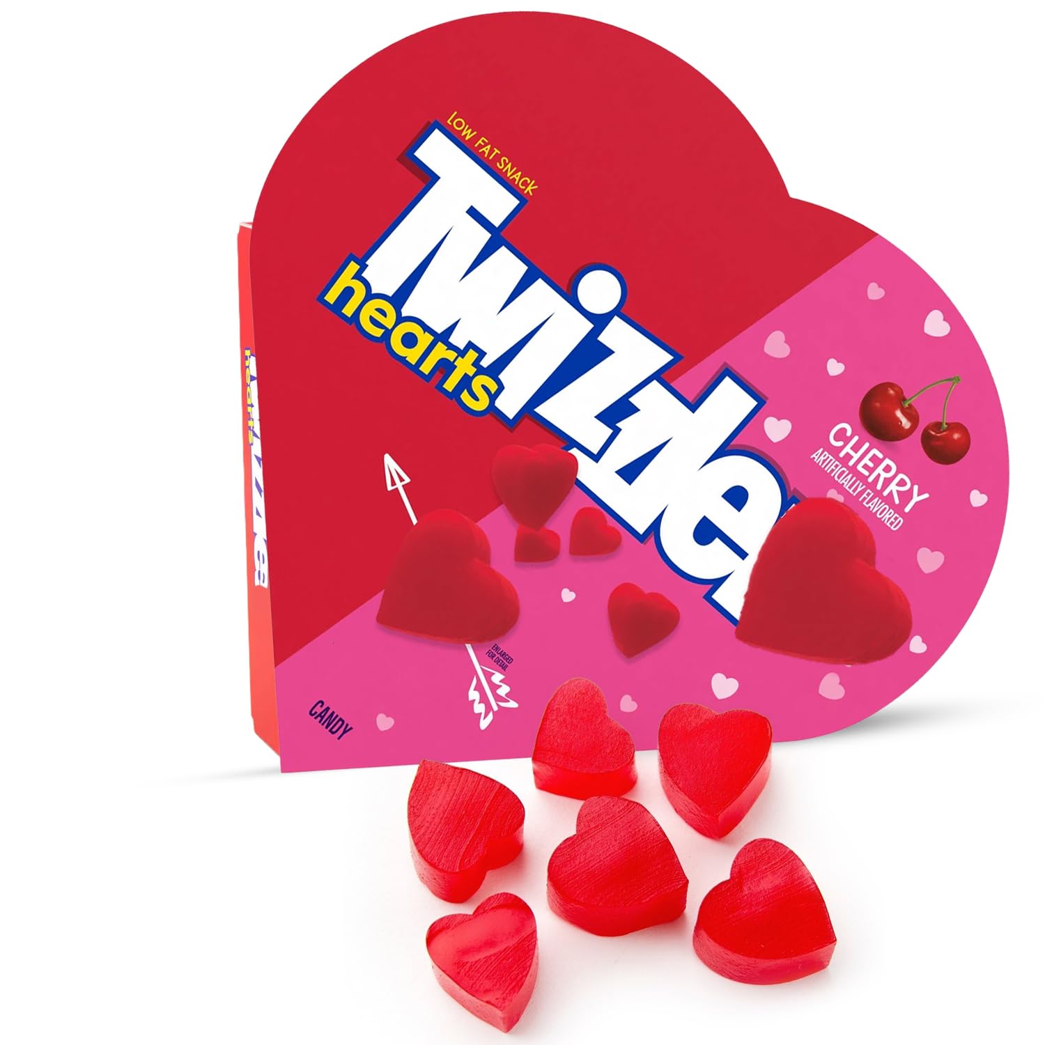 Zisbers cherry heart licorice candy gift box close-up, ideal for Valentine’s gifting and candy bowls.