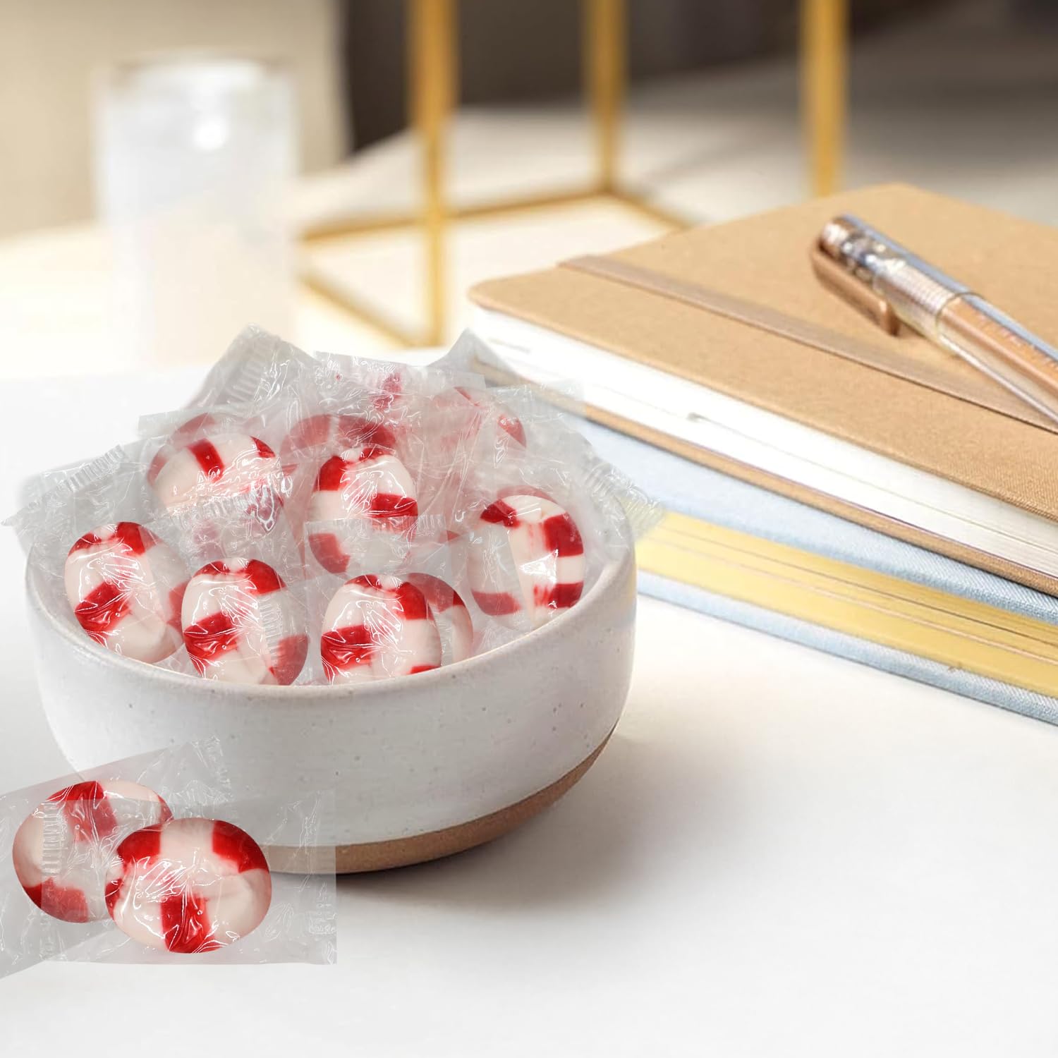 Zisbers Soft Peppermint Puffs on a festive table ready for guests