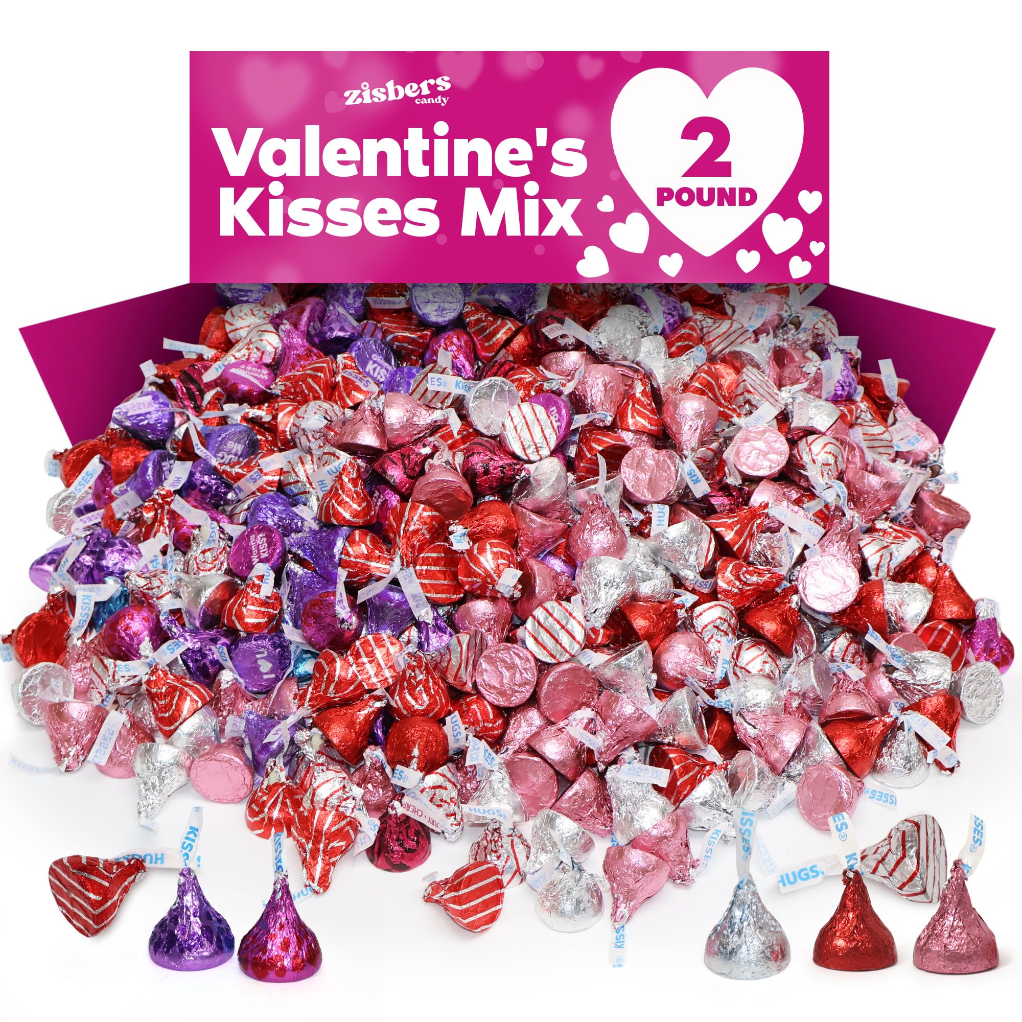 Zisbers Valentine’s Kisses bulk chocolates, individually wrapped for freshness