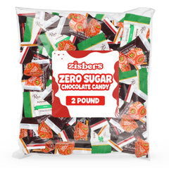 Zisbers Zero Sugar bulk chocolate candy variety pack with mint patties for gifting and gatherings.