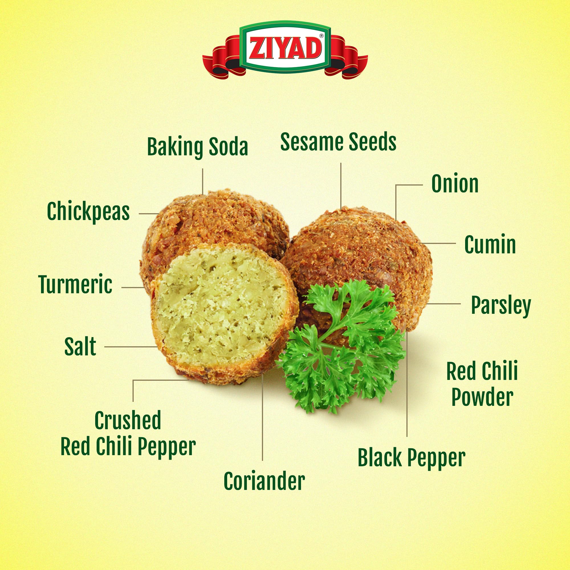 Ziyad Falafel Mix spice blend with onion, garlic, sesame for rich flavor