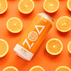 Display of a 12-pack of ZOA Wild Orange cans for convenient on-the-go consumption.