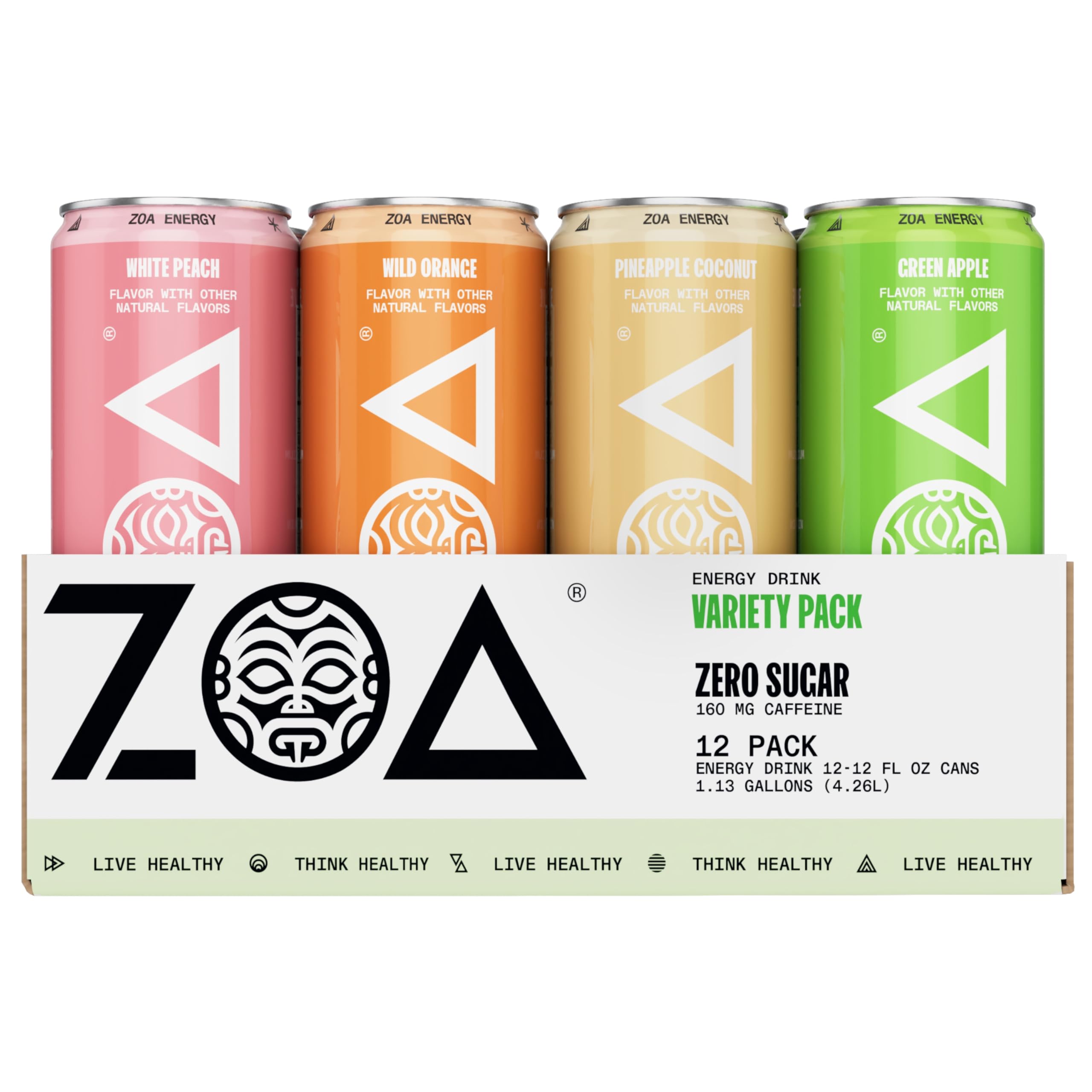 ZOA Remix variety pack front can showing eight flavors for sugar-free energy on the go