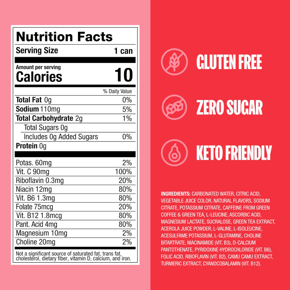 ZOA Strawberry Watermelon cans in a pack, ready for on-the-go energy.