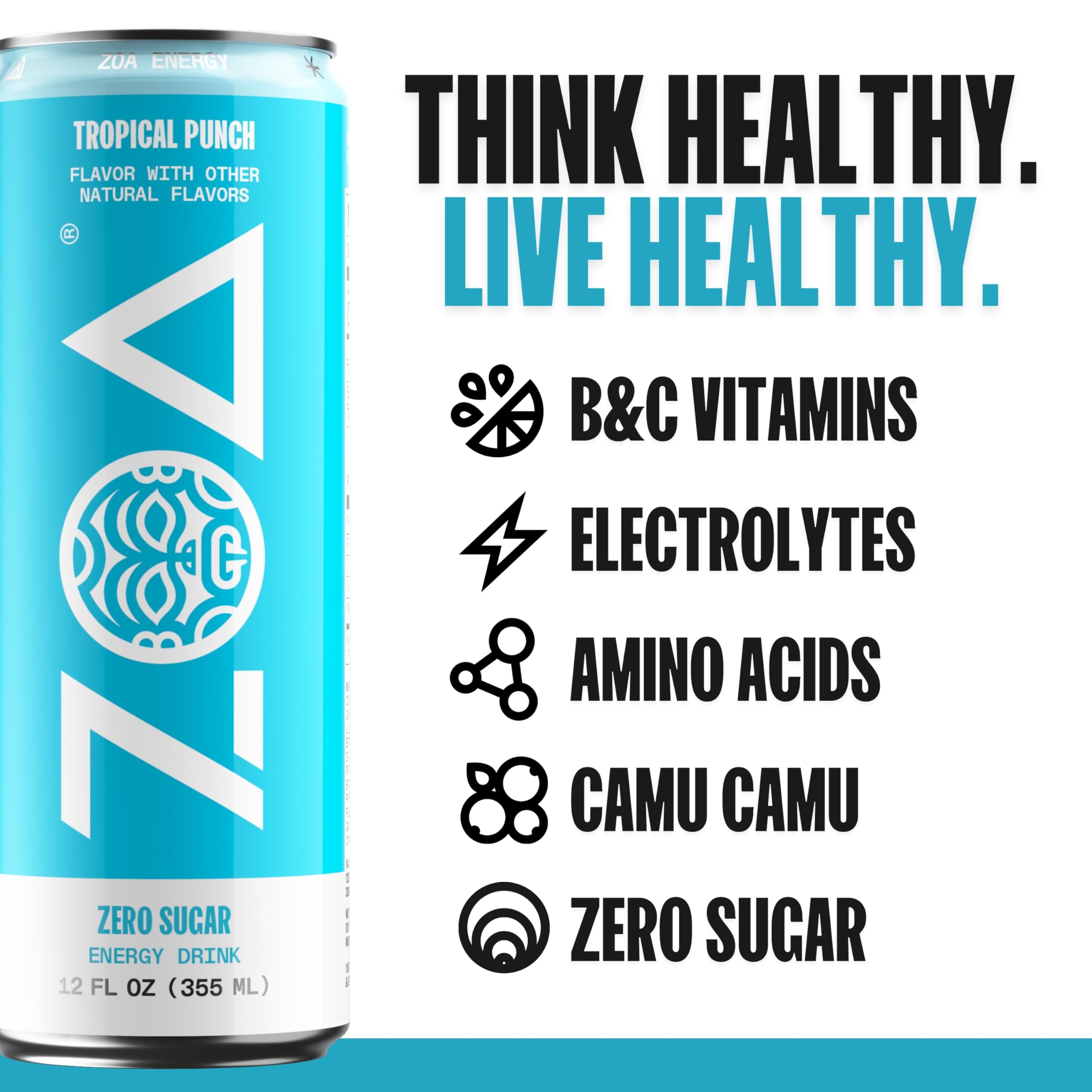ZOA Tropical Punch can in hand for portable hydration