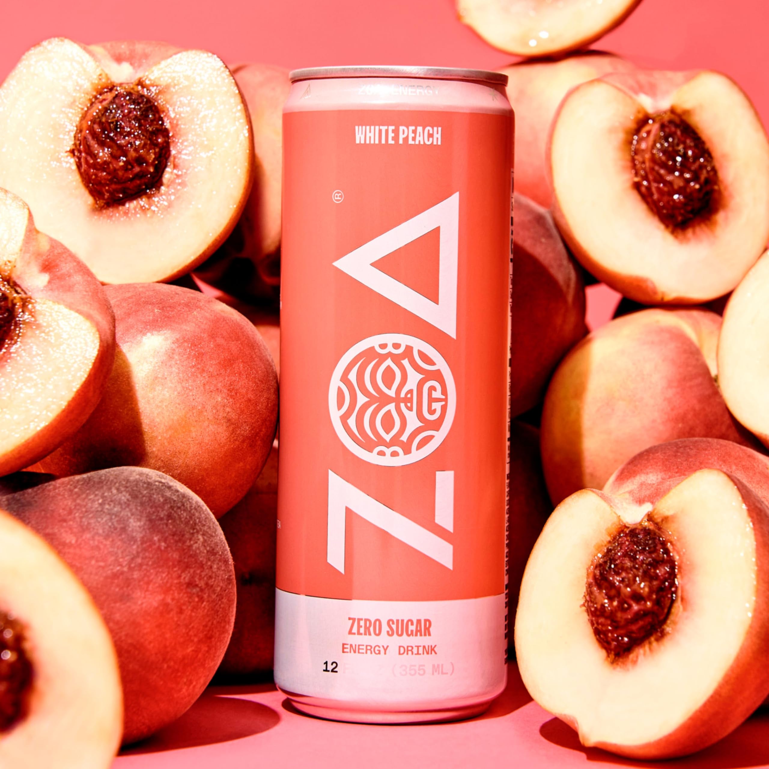ZOA White Peach being poured into a glass for a refreshing energy boost