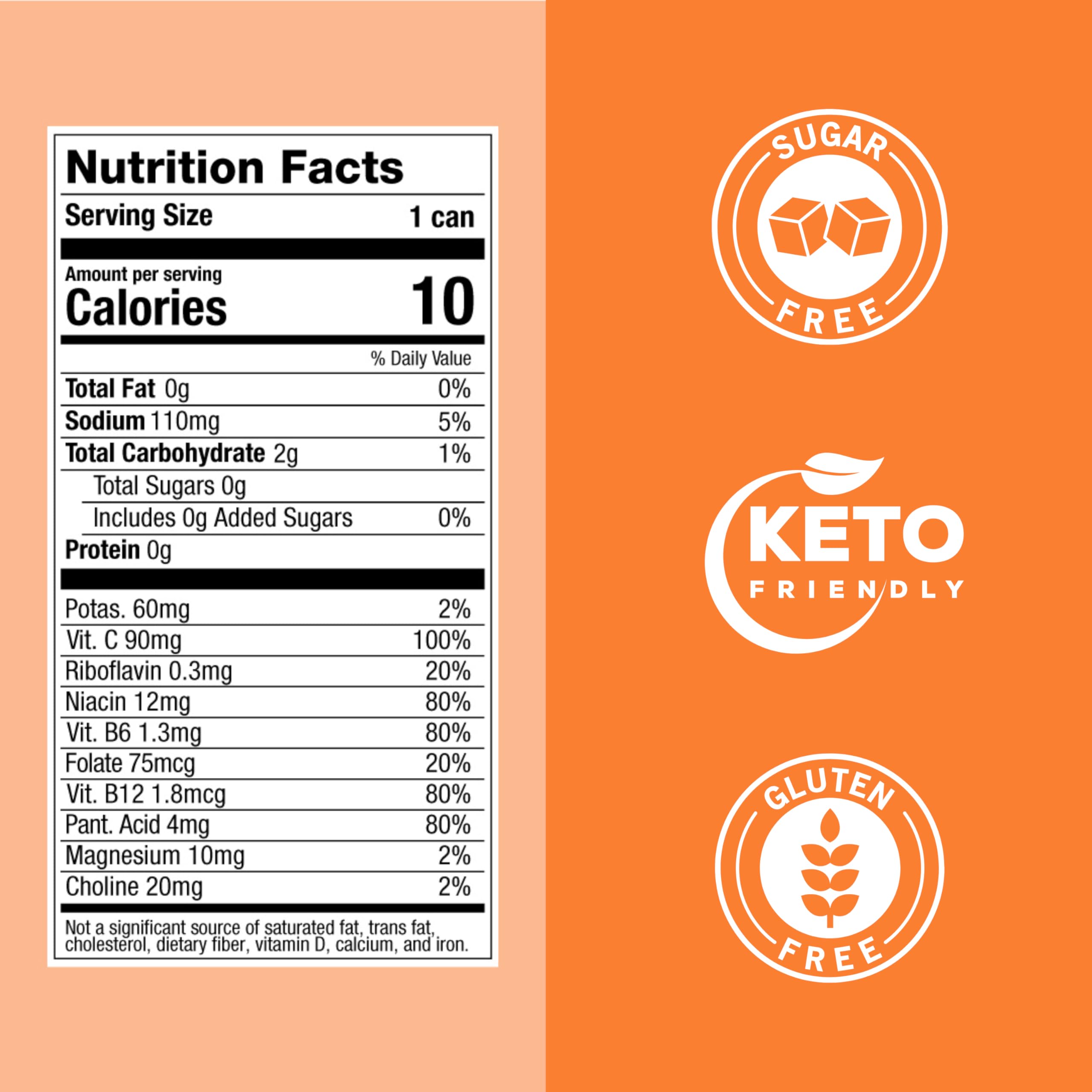 ZOA Wild Orange bottle tilt highlights green tea caffeine for natural daytime energy.