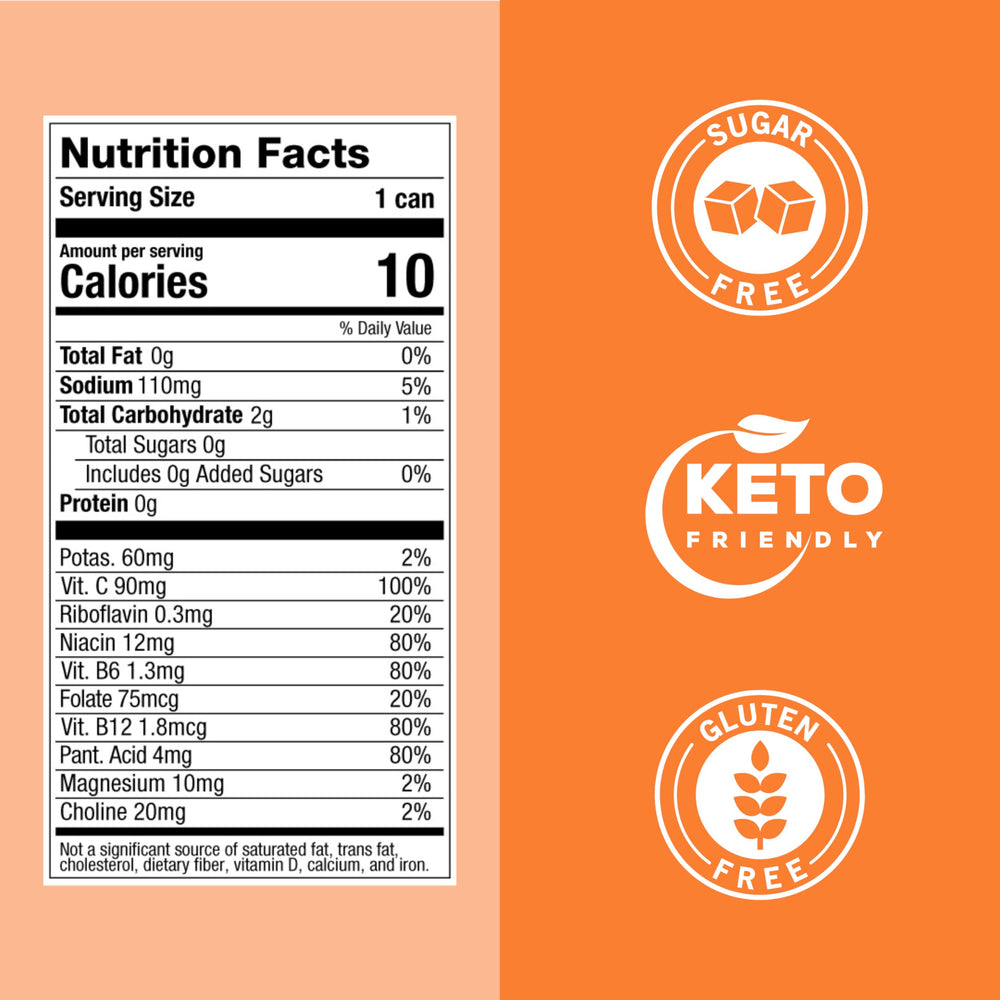 ZOA Wild Orange bottle tilt highlights green tea caffeine for natural daytime energy.