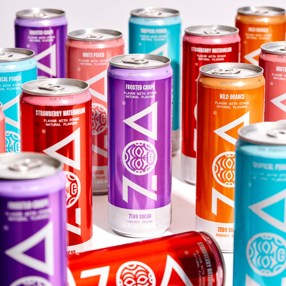 ZOA Wild Orange flavor variety background highlights eight appealing options.