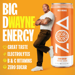 ZOA Wild Orange 12-pack display emphasizes convenient hydration on the go.