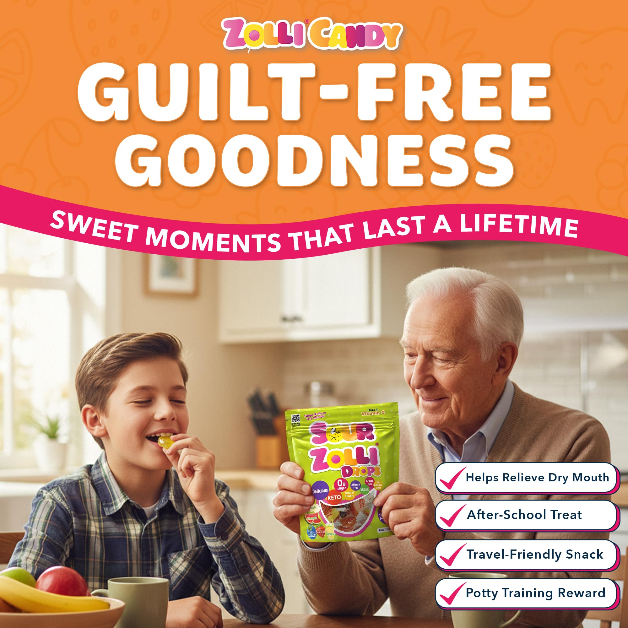 Zolli Drops xylitol-erythritol blend promotes balanced mouth after meals.