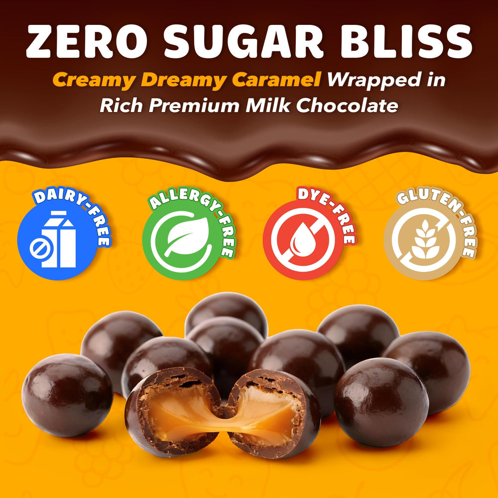 Zolli Gemz Caramelz dentist-approved post-meal treat, melts smoothly without sticking to teeth.