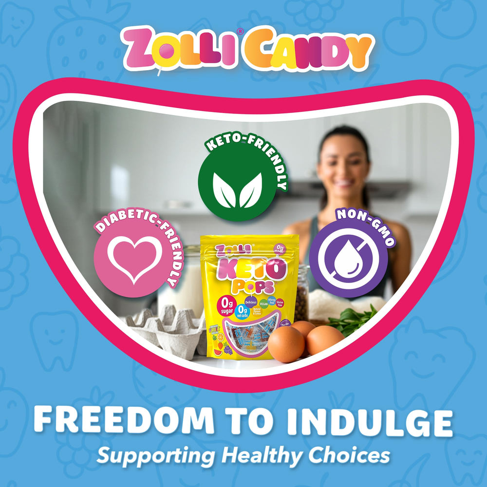 Kids' lunchbox featuring Zolli Keto Pops as a sugar-free snack option.