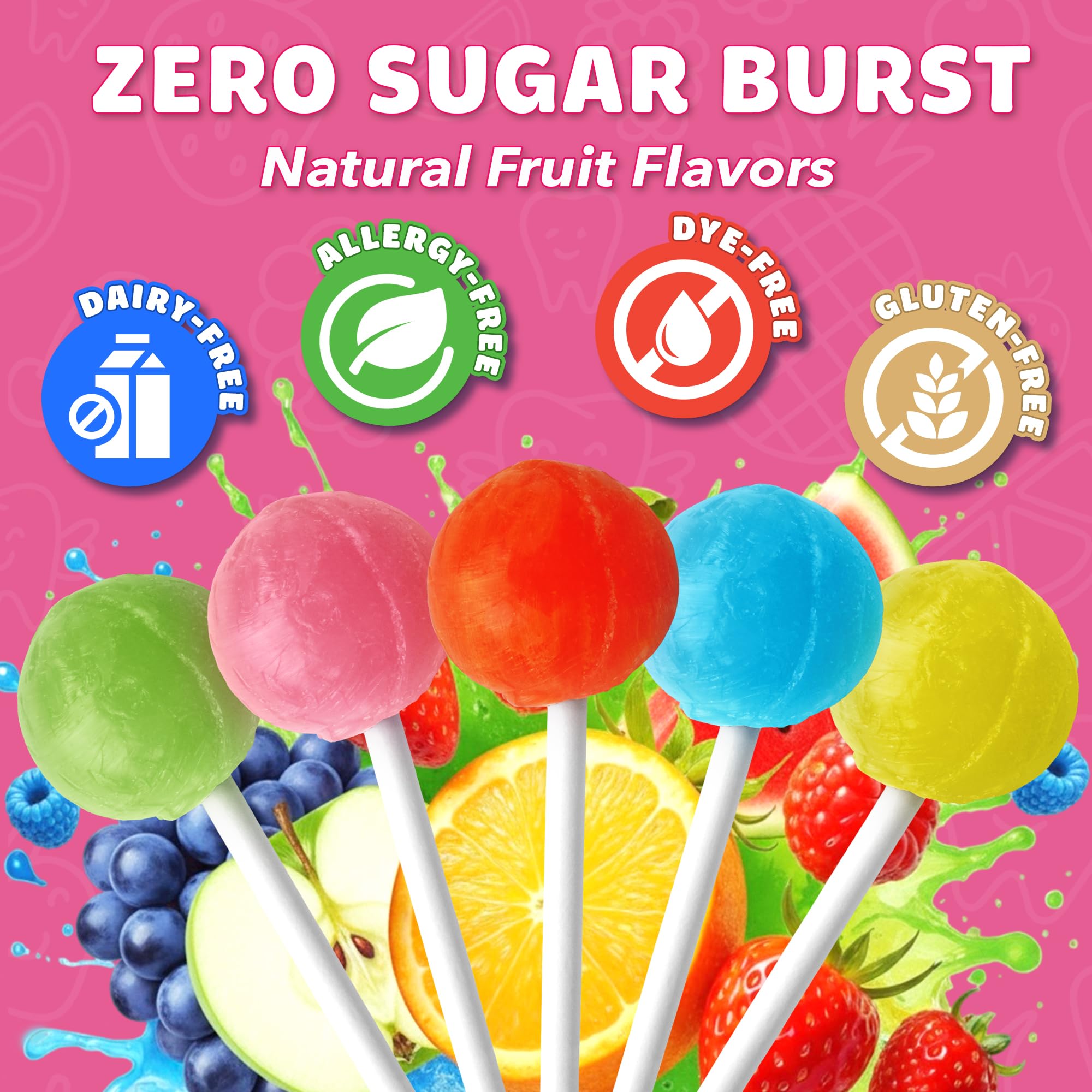 Zollipops Ball Popz strawberry lollipops, post-meal clean-teeth option.