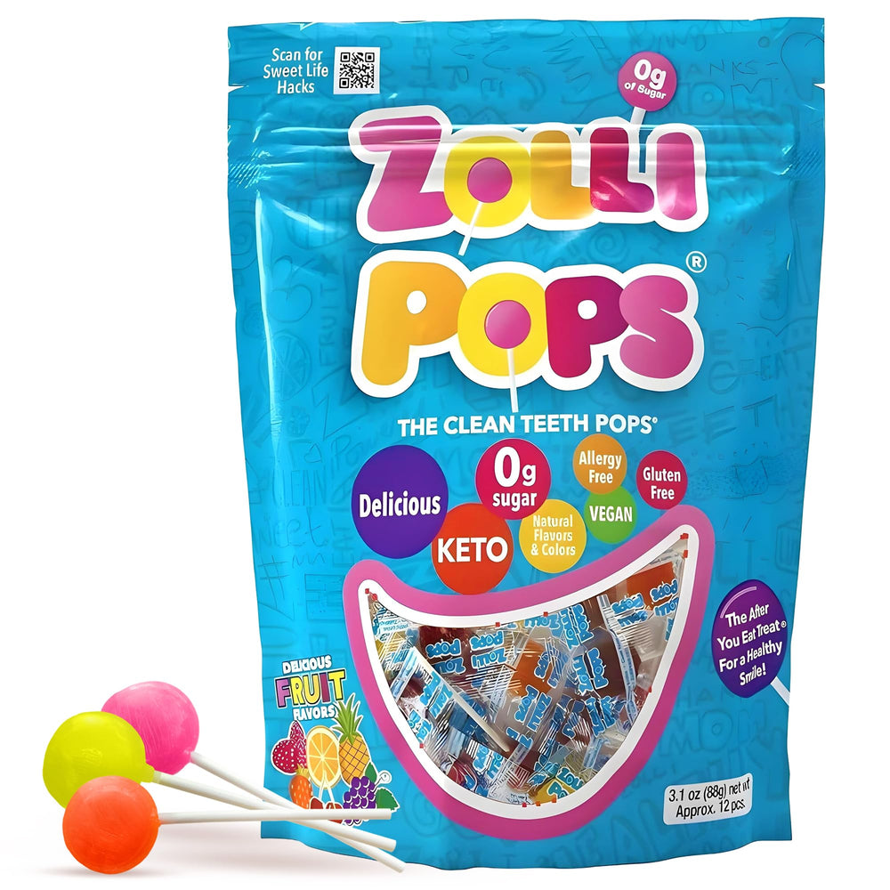 Zollipops Clean Teeth Pops pack, a dentist-approved sugar-free treat for kids.