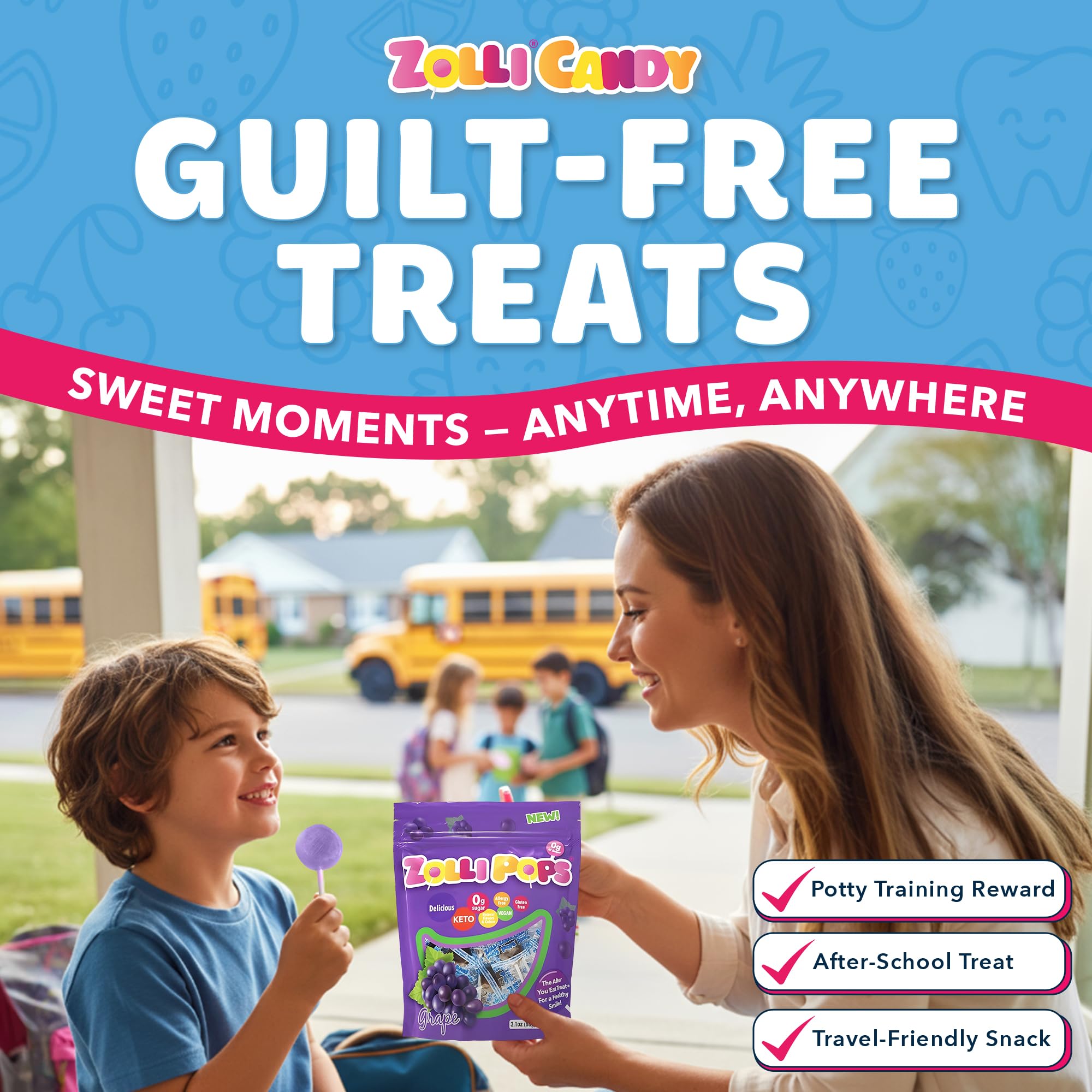 Zollipops dye-free label spotlights natural fruit flavors.