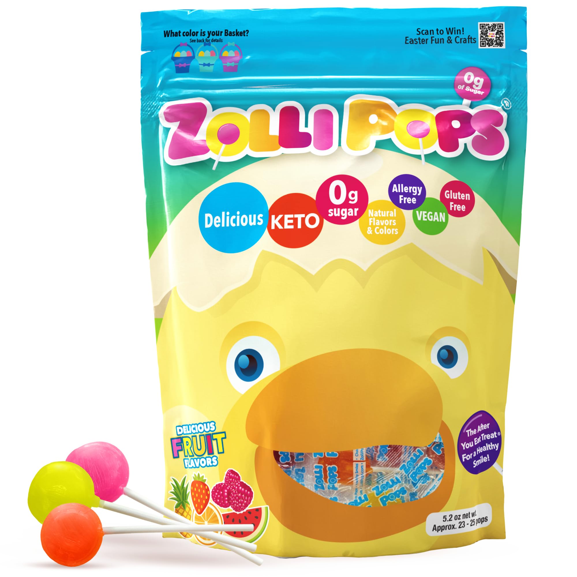 Zollipops Easter Chick clean teeth pops after meals promote fresh breath