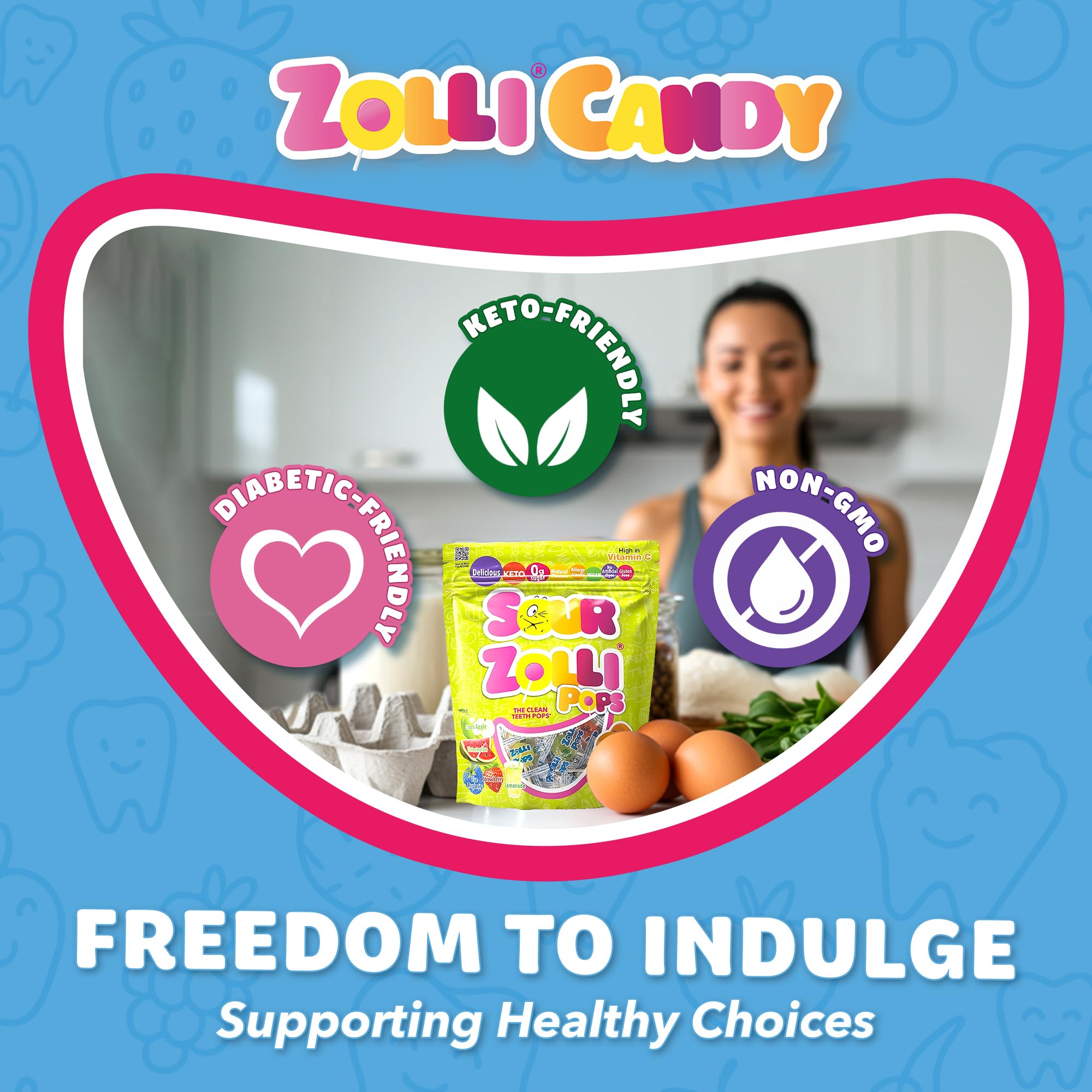 Zollipops Sour Clean Teeth Pops dye-free formula stands out in packaging.