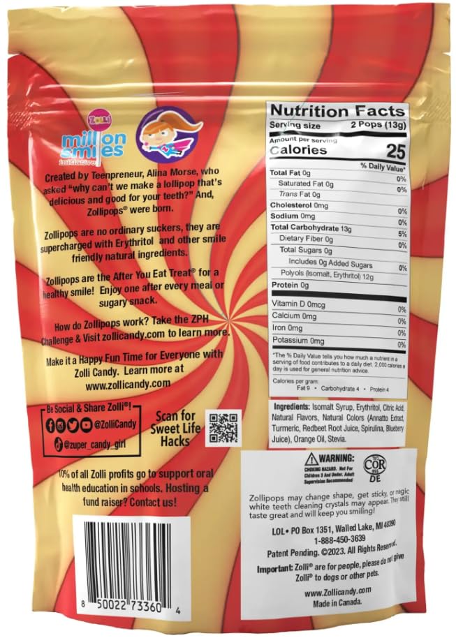 Zollipops Strawberry pops: dye-free, kid-friendly sugar-free snack.