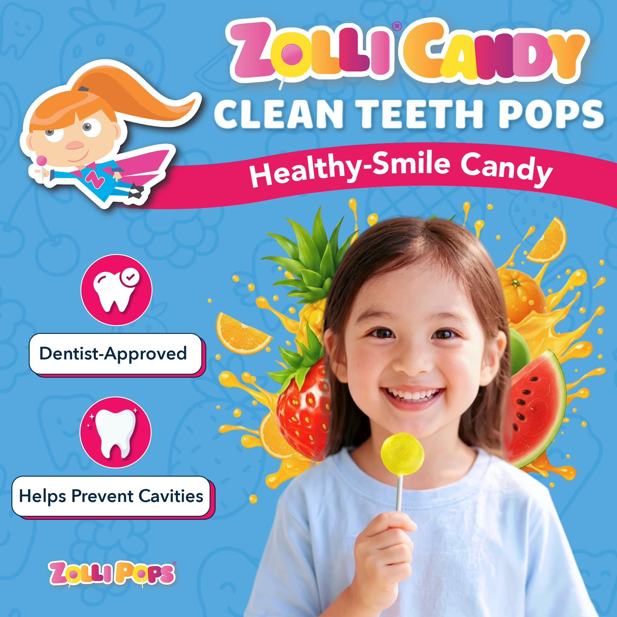 Zollipops tropical-flavor individually wrapped for lunchboxes and travel.