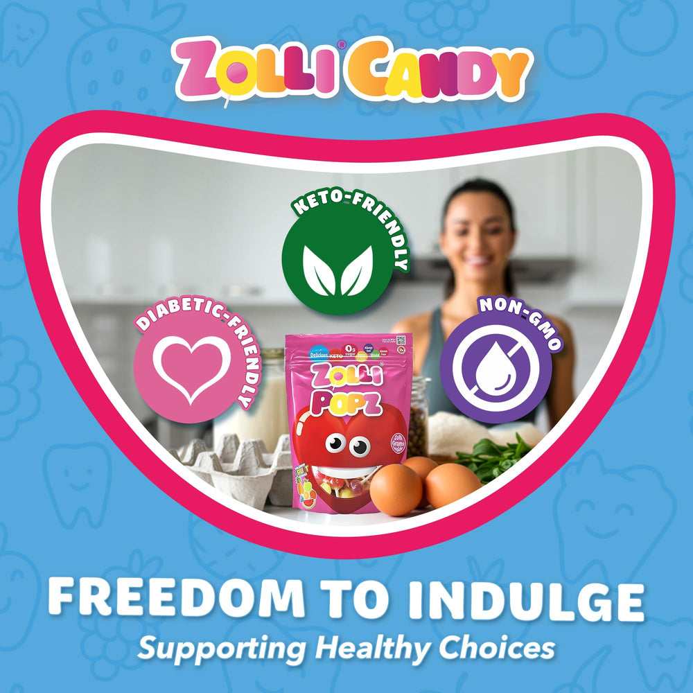 Zollipops Valentines Pack after-meal treat scene promoting balanced mouth pH.