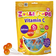 Zollipops Vitamin C Clean Teeth Pops in hand, sugar-free and refreshing.