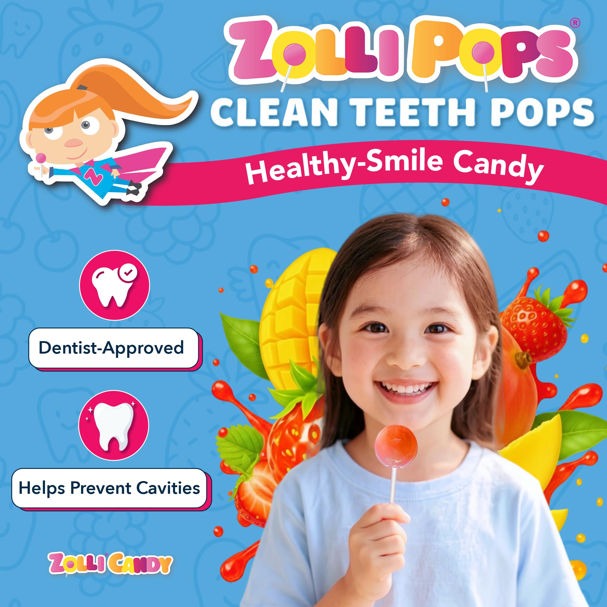 Zollipops Xylitol action: dental-support after meals.