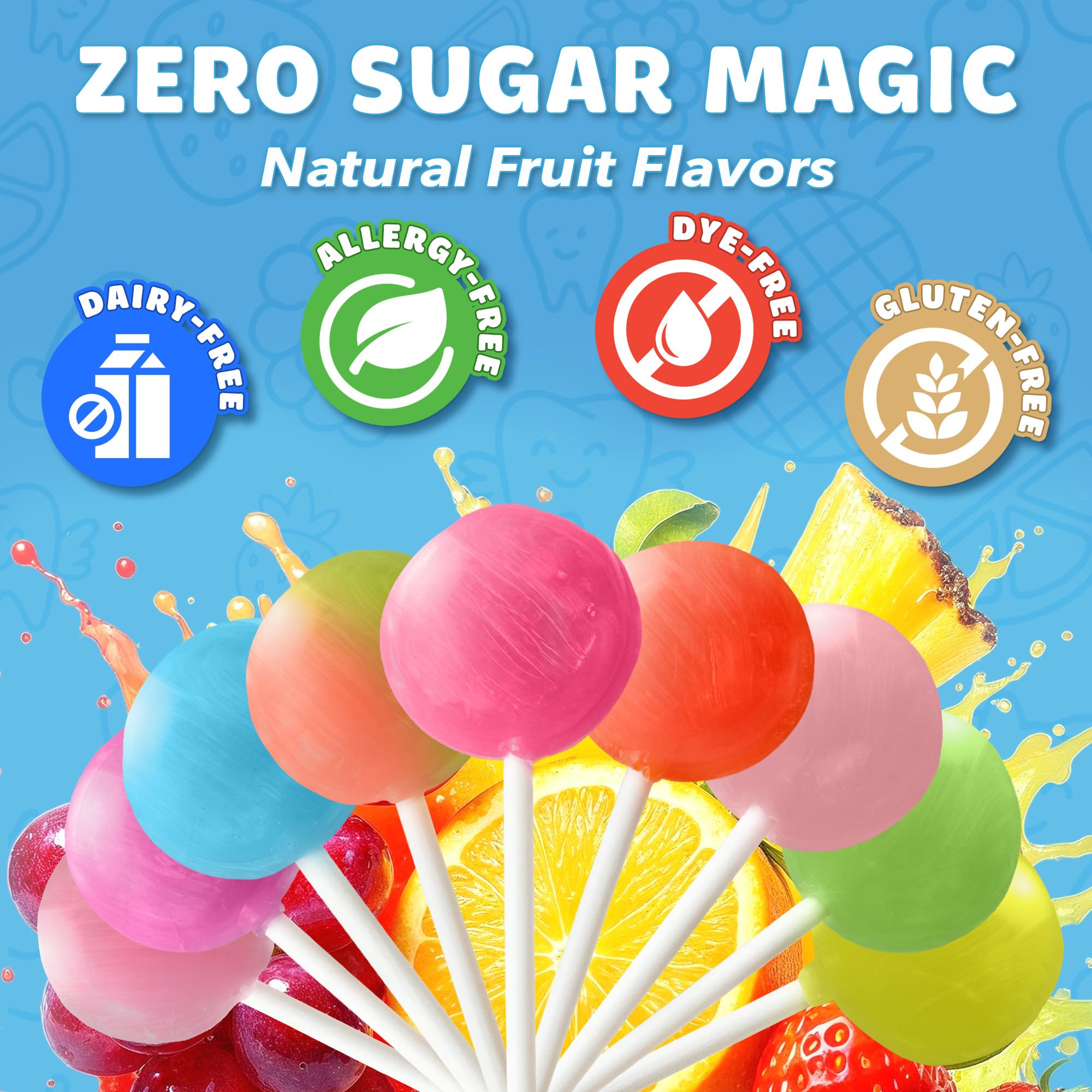 Zollipops xylitol ingredient close-up underlines cavity-friendly sweetener choice.