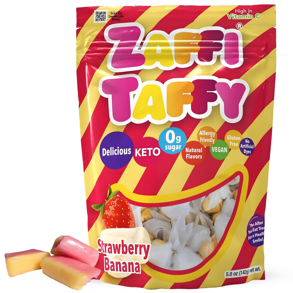 Zollipops Zaffi Taffy bag front showing dye-free sugar-free candy for kids